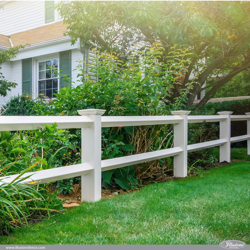 Illusions vinyl 2-rail diamond post and rail fence