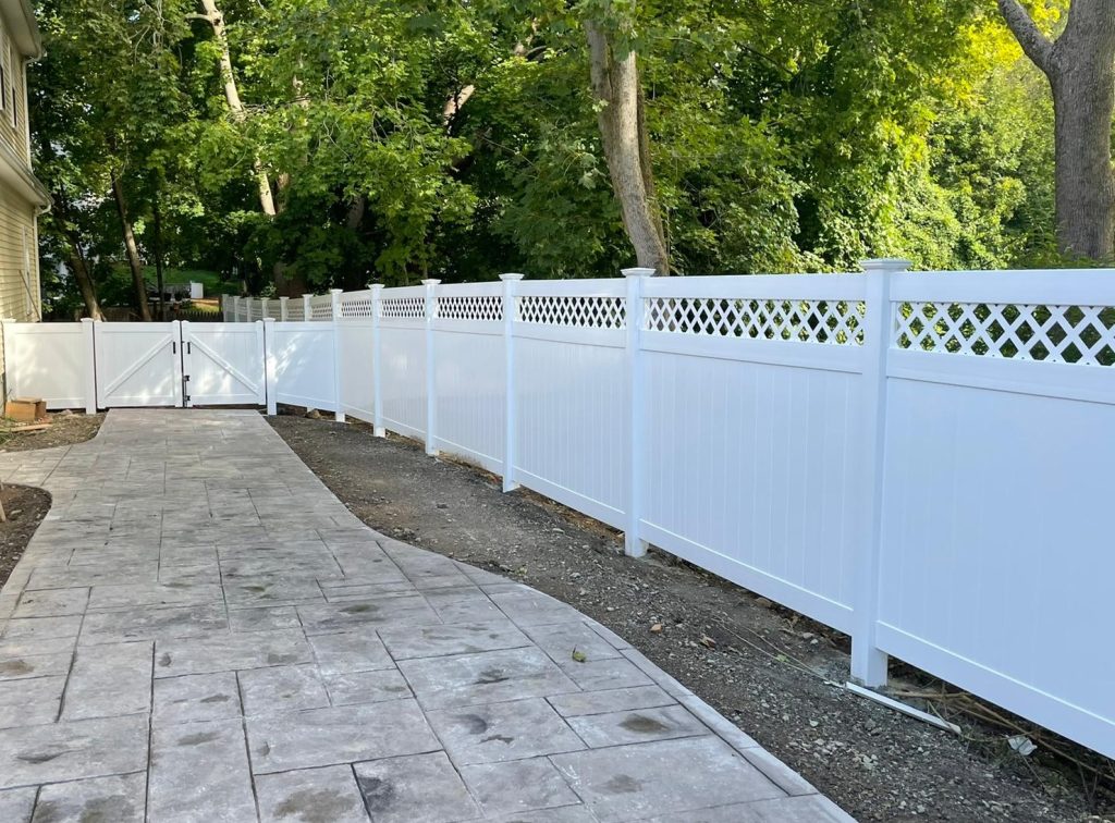 Vinyl wood chain link and aluminum fence styles mix